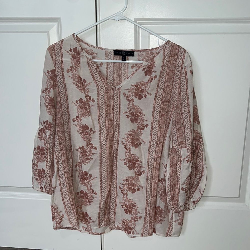FRED DAVID Sheer Pink Tunic Top Rayon Blend